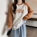 color-blocked Raglan Long-sleeve Hoodless Sweatshirt Women, Spring And Autumn Thin 2022, Loose Fit,_ecoleips.com
