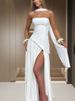 Women's Clothing Elegant Lady Irregular Tube Top Strap Dress Female Summer New French Sexy Slit Long Skirt_ecoleips.com
