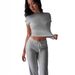 2025 European And American New Cross-Border Women's Spring Summer Elegant Solid Color Round Neck Casual Fashion Set_ecoleips.com
