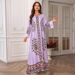 Muslim Ladies Robe Printed Hot Diamond Dress Abaya_ecoleips.com