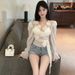 French-style Elegant Design With Three-dimensional Floral Details, Tie-waist, Long-sleeved Shirt Women, Super Fairy-like_ecoleips.com