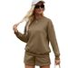 2025 Spring Autumn New Set: European And American Style Three-Quarter Pants, Solid Color Sweatshirt With Pockets,_ecoleips.com