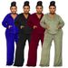 Women's Clothing High Waist Wide Leg Pants American Style Solid Color Casual Two Piece Suit For Autumn Winter_ecoleips.com