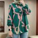 Women’s Clothing women's muslim floral shirt robe fashion puff sleeve blouse_ecoleips.com