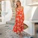 Cross-border Independent Website European And American Summer Vacation Spaghetti Strap Backless Printed A-line Long_ecoleips.com