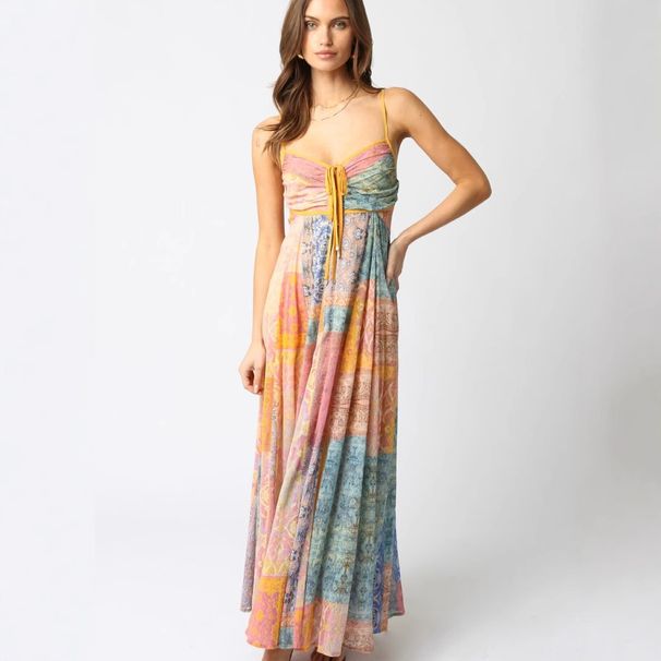 2025 Summer New European And American Cross-Border V-Neck Printed Tie Loose Sleeveless Strap Dress For Women_ecoleips.com