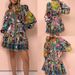 Voya Women's Spring New Vintage Elegant Stand Up Collar Printed Strap Dress Short Skirt_ecoleips.com