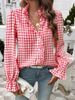 Elegant French-Inspired Women's Blouse V-Neck Floral Print Ruffle Detail Long Sleeve Shirt Available in 8 Colors Sizes S-XXL_ecoleips.com