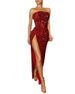 Women's Clothing Sequined Sexy Slit Tube Top One Shoulder Dress Elegant Evening Dress_ecoleips.com