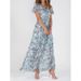 2026 New European And American Style Beach Maxi Dress, Chiffon Floral Print, Short Sleeve, Ruffle V-Neck, Fashionable_ecoleips.com