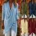 Women's Elegant Long Sleeve Top Solid Color V Neck mid Length Shirt Crossover Design Irregular Hemline for Casual Occasions_ecoleips.com