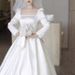 Women's Clothing New Bride Simple Temperament Trailing Court Style Simple Satin Wedding Dress_ecoleips.com