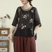 Renaissance-Style Cotton-Linen Embroidered Round-Neck T-Shirt A New Summer Collection For Women. Features A Loose Fit,_ecoleips.com
