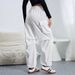Voya Women's European American Clothing 2026 Autumn And Winter Elastic Waist Cargo Pants High Street Loose Straight-leg Wide-leg Sporty Casual Pants_ecoleips.com