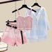 Women’s Clothing Plus Size Women's Summer Wear A Complete Set Of New Sun Protection Shirt Slim Suspenders Denim Shorts Three Piece Set_ecoleips.com