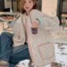 girl Girl Girl Reversible Vintage Floral Fresh Color Block Plaid Jacket For Women 2025 New Autumn Winter Padded Coat Women's Cotton_ecoleips.com