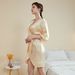 Aria Basics Summer New Poetry Pajamas For Women, Light Lotus Leaf Sleeve Cool Short Robe Bathrobe Loungewear_ecoleips.com