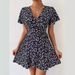 independent Site Cross-border E-commerce European And American Lace-up Waist Short-sleeve V-neck Women's Dress_ecoleips.com