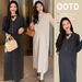 Autumn New Korean Fashion Design Sense Tie Mid-Length Knitted Maternity Dress_ecoleips.com