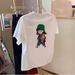 White Short Sleeve T-Shirt for Women Loose Fit round Neck Versatile Cartoon Print Youthful Trendy Summer Top_ecoleips.com