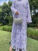 Modest Abaya Dress 2-Piece Set – Sheer Floral Beaded Jacket & Satin Slip Dress, Elegant Layered Outfit For Parties & Evening Wear_ecoleips.com