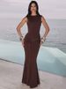 Mozision Backless Draped Ruched Sexy Maxi Dress Women Gown Elegant O Neck Sleeveless High Waist Skinny Club Party Long Dresses_ecoleips.com