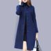 Elegant Long Wool Coat For Women - Plus Size Trench Coat With Slim Fit, Oversized Lapel, And Thick Warm Fabric (Black, Burgundy, Navy)_ecoleips.com