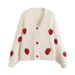 K Versatile Temperament V-neck Knitted Cardigan Fashionable, Gentle, Sweet, Three-dimensional Strawberry Short Sweater Jacket_ecoleips.com