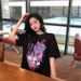 ng2510292 2026 Summer New Korean Style Loose Abstract Round Neck Black Top, Mid-Length Short Sleeve T-Shirt For Women, Internet_ecoleips.com