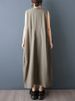 Khaki Vintage Patchwork Sleeveless Summer New Dresses For Woman Korean Fashion Loose Casual Long Dress Elegant Clothing 2026_ecoleips.com