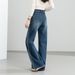 Xinge Niche Design Straight-Leg Jeans For Women, New Spring Collection, Patchwork Shadow Slimming High-Waisted Washed_ecoleips.com