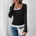 2025 European And American Fashion Simple Square-Round Neck Lace Patchwork Single-Breasted Slim-Fit_ecoleips.com