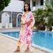 Rayon Printed Positional Print Beach Vacation Loose Sun Protection Cover-Up_ecoleips.com