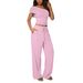 Women's Off-Shoulder Crop Top With High-Waisted Pants Set, Ribbed Knit Two-Piece Outfit For Night Out_ecoleips.com