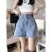 High-waisted Denim Shorts For Women, Summer Thin Style, 2026 New Model, Slimming, Wide-leg, Loose, Sexy A-line_ecoleips.com