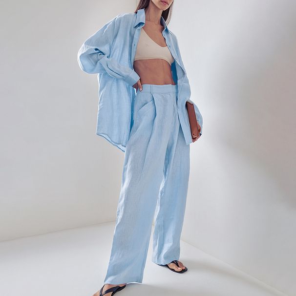 Women's Clothing Loose Cotton And Linen Suits Simple Long Sleeved Shirts And Trousers Two Piece Casual_ecoleips.com