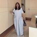 Plus Size African Print V-Neck Maxi Dress - Flowy Bohemian Stripe Tunic For Women, Loose Fit Long Dress With Elastic Waist_ecoleips.com