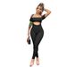JP1029 Sexy And Elegant Ribbed Tube Top Short Sleeve Strap Pants Two-Piece Set_ecoleips.com