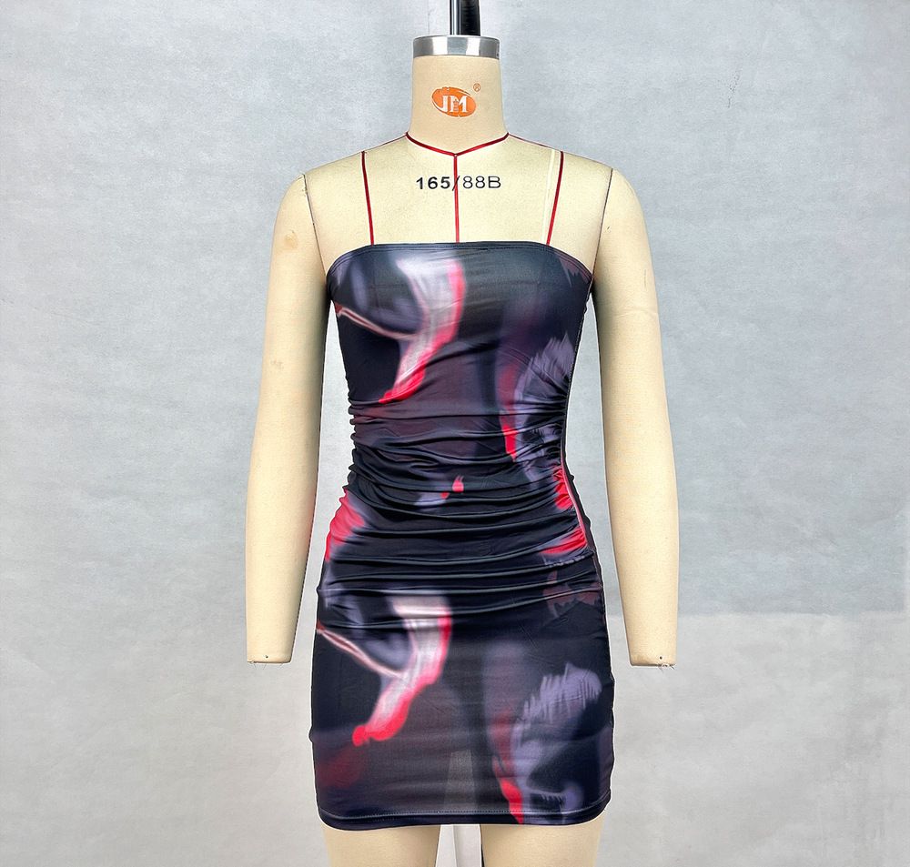Women's Clothing Women's Sexy Tube Top Skirt Set Summer Fashion Slim Dress Female Clothing Printed Hip Skirt_ecoleips.com