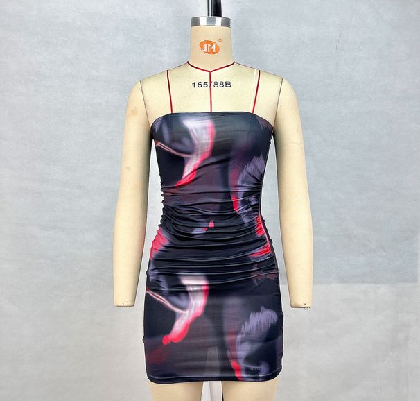 Women's Clothing Women's Sexy Tube Top Skirt Set Summer Fashion Slim Dress Female Clothing Printed Hip Skirt_ecoleips.com