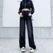 Plus-size Women's High-waisted Loose New Straight-leg Pants, Floor-length, Versatile, Slimming, Autumn Wide-leg Jeans,_ecoleips.com
