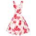 Cross-border Foreign Trade 1950s Retro Cocktail Party Ball Sleeveless Homecoming Summer Printed Button A-line Dress_ecoleips.com
