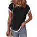 2026 Women's Short-sleeved T-shirt Basic Ribbed Knitted T-shirt Spring And Summer Casual Outing Top_ecoleips.com