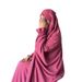Muslim Solid Color Bell Sleeve Robe Two-Piece Set For Women With Large Hijab And Skirt P402_ecoleips.com