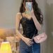 French-Style Sexy Lace Strapless Tank Top With Padding, Fashionable Lace, Elastic Pleated Back, Sweet Lace Trim_ecoleips.com