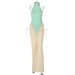 Blifanbo Patchwork Sexy Maxi Dress Women Contrast Color Halter Sleeveless Backless Ruched Fashion Bodycon Club Party Long Dress_ecoleips.com