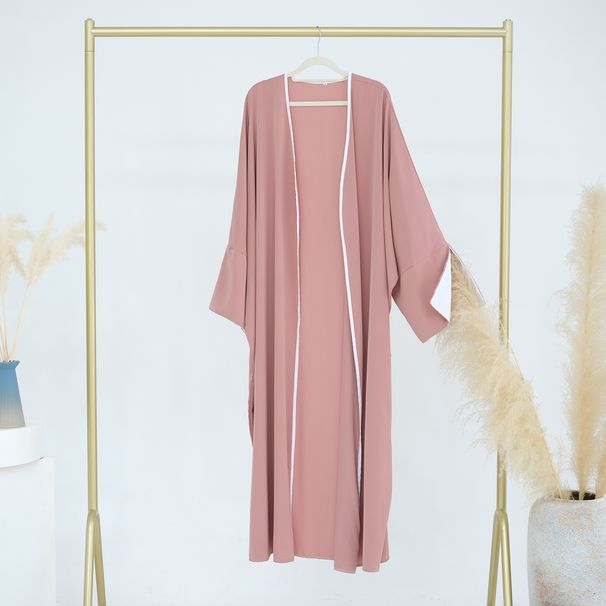 Modest Abaya Dress Women's Plus Size Bat Sleeve Cardigan Contrast Edge Robe Abaya Dubai Turkish Style Fashion England Style_ecoleips.com