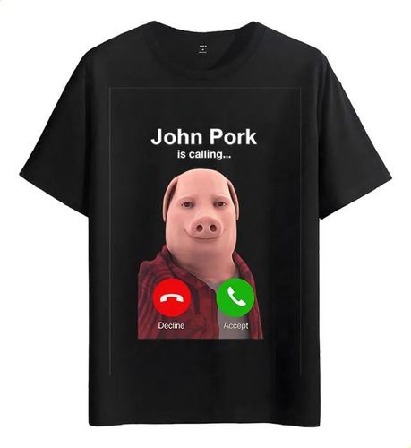 Women's T-Shirts Tshirt Muscle Freaks John Pork Phone Call Style_ecoleips.com
