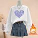 Women's Thickened Long Sleeved Sweatshirt Pure Cotton Printed Fleece Lined Korean Style Versatile T-Shirt for Autumn Winter_ecoleips.com