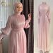 Elegant Long-Sleeve Ruffle Hem Dress For Women – Flowy Maxi Dress With 3D Texture (Multiple Colors & Sizes)_ecoleips.com